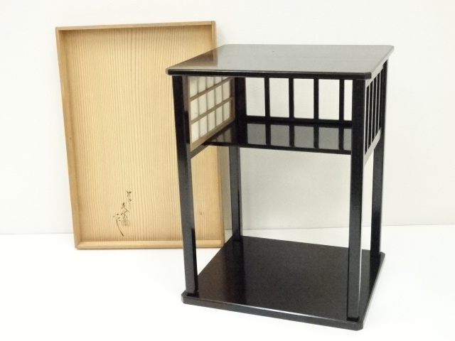 F1260 岡本陽斎 海松波蒔絵 黒塗 炉縁 共箱 茶道具 F1260 岡本陽斎 海松波蒔絵 黒塗 炉縁 共箱 茶道具 - メルカリ